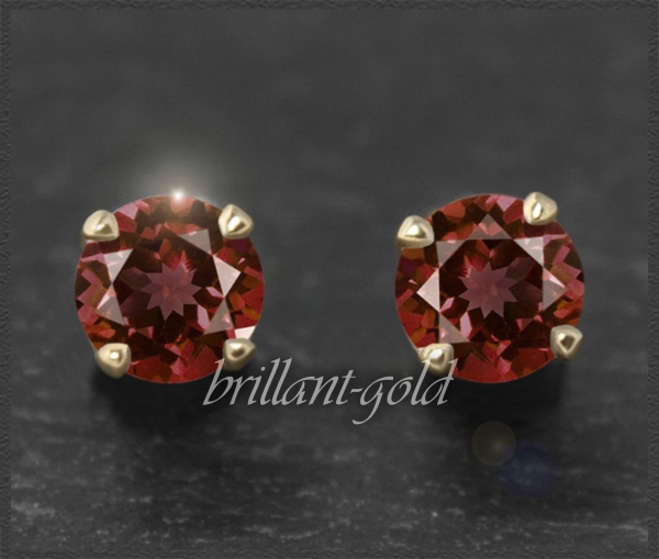 Preview: Ohrstecker 585 Gold Granat rot 4,5,6,7mm